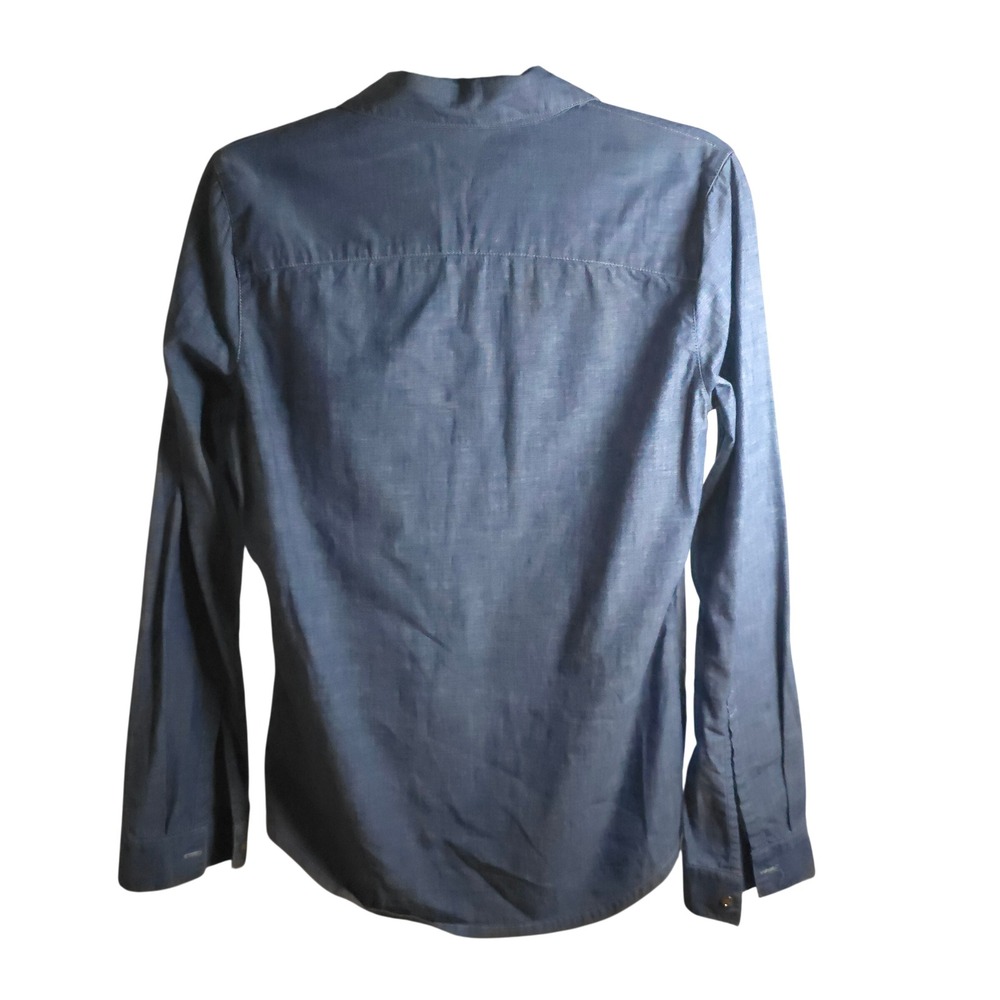 Tory Burch‎ Chambray Button Front Shirt Women's 6 Polished Boho Gold Buttons - Picture 9 of 10